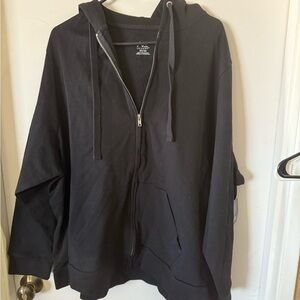 Avenue Woman’s Plus Size Black Zip Up Hoodie Sweatshirt 30/32W NWT